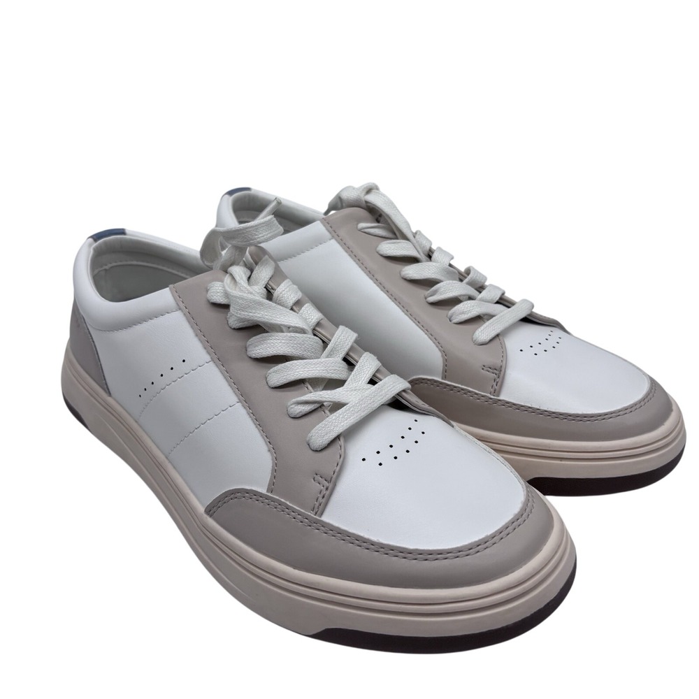 NEW Bruno Marc Men 9.5 White Beige Grey Minimalist Casual‎ Preppy Sneakers